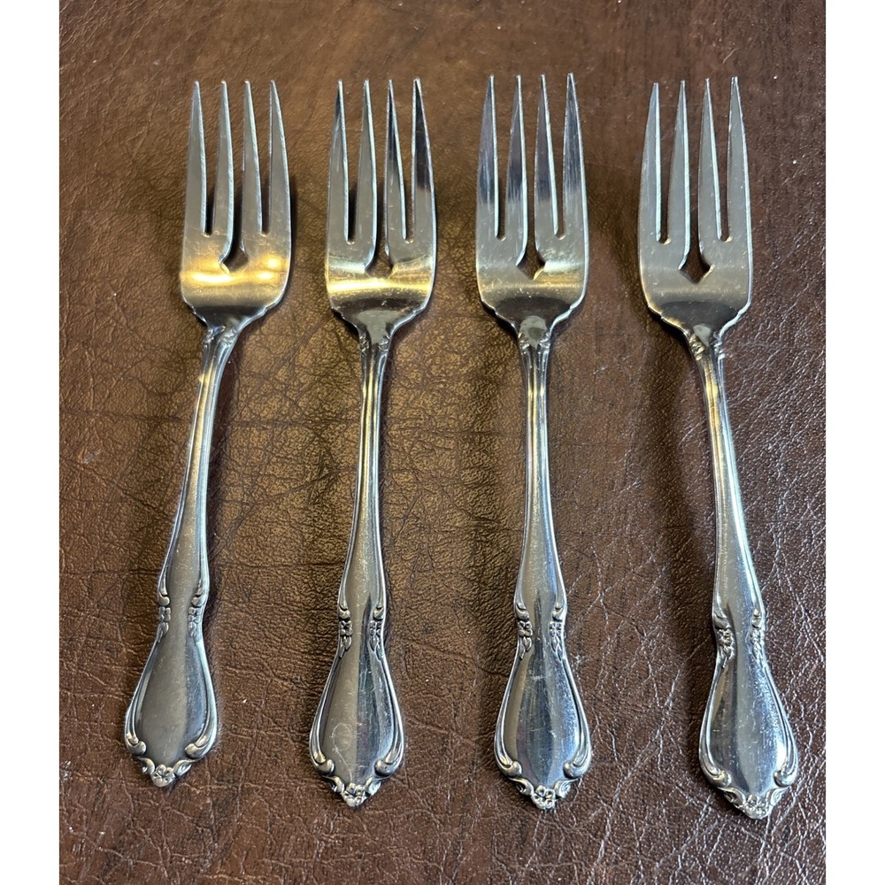 Oneida‎ Oneidacraft Deluxe Chateau Stainless Flatware Salad Forks Set Of 4 .